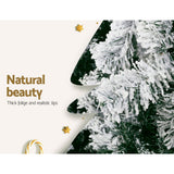 Jingle Jollys Christmas Tree 2.4M Xmas Tree Decorations Snow Flocked 1500 Tips - Close-Up Angle