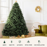 Jingle Jollys Christmas Tree 2.4M Xmas Tree Decorations Green 1500 Tips - Top-Down View