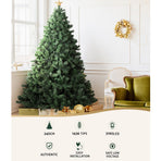 Jingle Jollys 2.4M pre-lit Christmas tree with warm white LED lights, bushy PVC tips