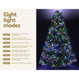 Jingle Jollys Christmas Tree 2.4M Xmas Tree Decoration 8 Light Mode Multi Colour - Rear View