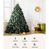 Jingle Jollys Christmas Tree 2.4M Xmas Trees Decorations Snowy 1500 Tips - Top-Down View