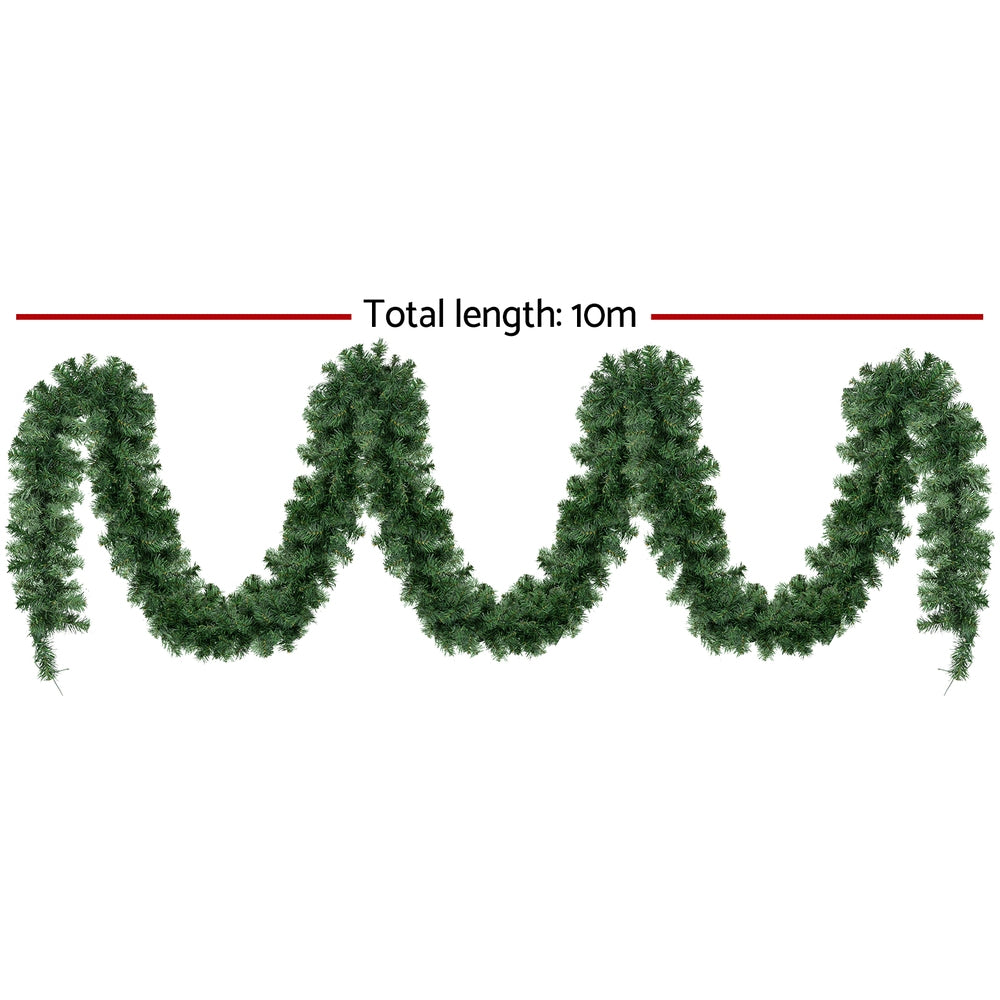 Festive Glow 10M Prelit Christmas Garland with 700 LED Tips for Holiday Decor