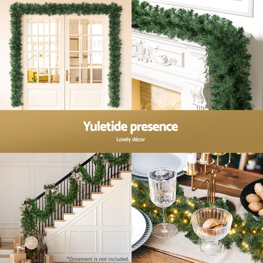 Festive Glow 10M Prelit Christmas Garland with 700 LED Tips for Holiday Decor