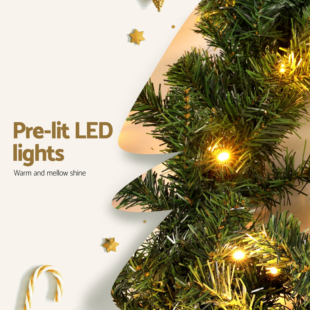 Festive Glow 10M Prelit Christmas Garland with 700 LED Tips for Holiday Decor