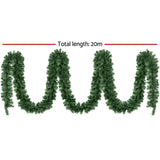 Jingle Jollys 20M Christmas Garland LED Lights Party Xmas Decorations 1400 Tips - Front View