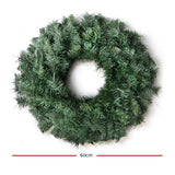 Festive Charm 60cm Christmas Wreath Garland for Holiday Decor & Parties - Front View