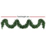 5M Prelit LED Christmas Garland with 380 Tips - Jingle Jollys Festive Decoration - Front View