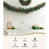 Festive Glow 2.4m LED Christmas Garland with Ornaments for Holiday Decor