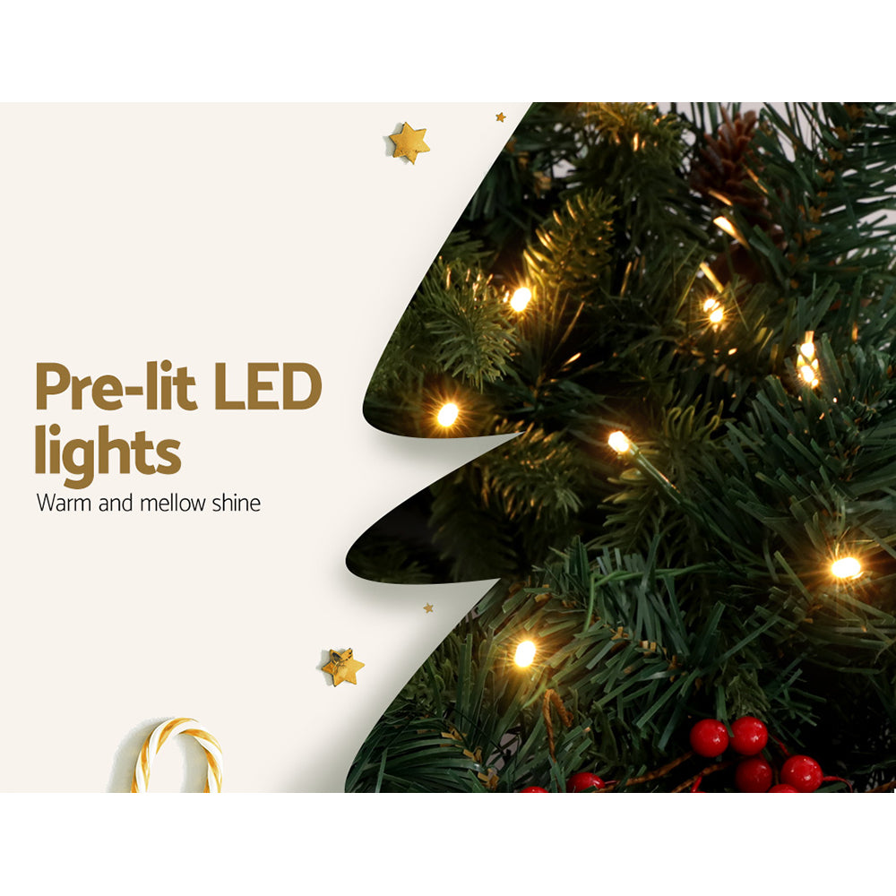 Festive Glow 2.4m LED Christmas Garland with Ornaments for Holiday Decor