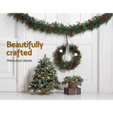 Festive Glow 2.4m LED Christmas Garland with Ornaments for Holiday Decor