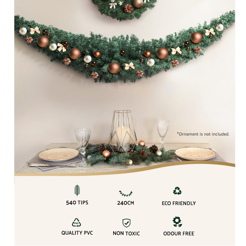 Luminous 2.4m Holiday Garland for Christmas Celebrations and Weddings