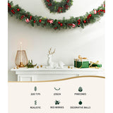 Jingle Jollys 2.7m Festive Christmas Garland with Ornaments for Weddings and Parties - Side View