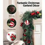 Jingle Jollys 2.7m Festive Christmas Garland with Ornaments for Weddings and Parties - Top-Down View