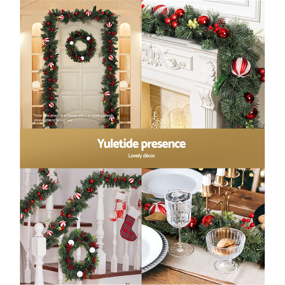 Jingle Jollys 2.7m Festive Christmas Garland with Ornaments for Weddings and Parties
