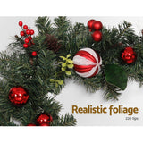 Jingle Jollys 2.7m Festive Christmas Garland with Ornaments for Weddings and Parties - Rear View