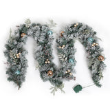Snowy LED Christmas Garland - 2.7m Festive Ornamented Holiday Decor