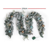 Snowy LED Christmas Garland - 2.7m Festive Ornamented Holiday Decor