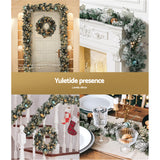 Snowy LED Christmas Garland - 2.7m Festive Ornamented Holiday Decor - 45-Degree Angle