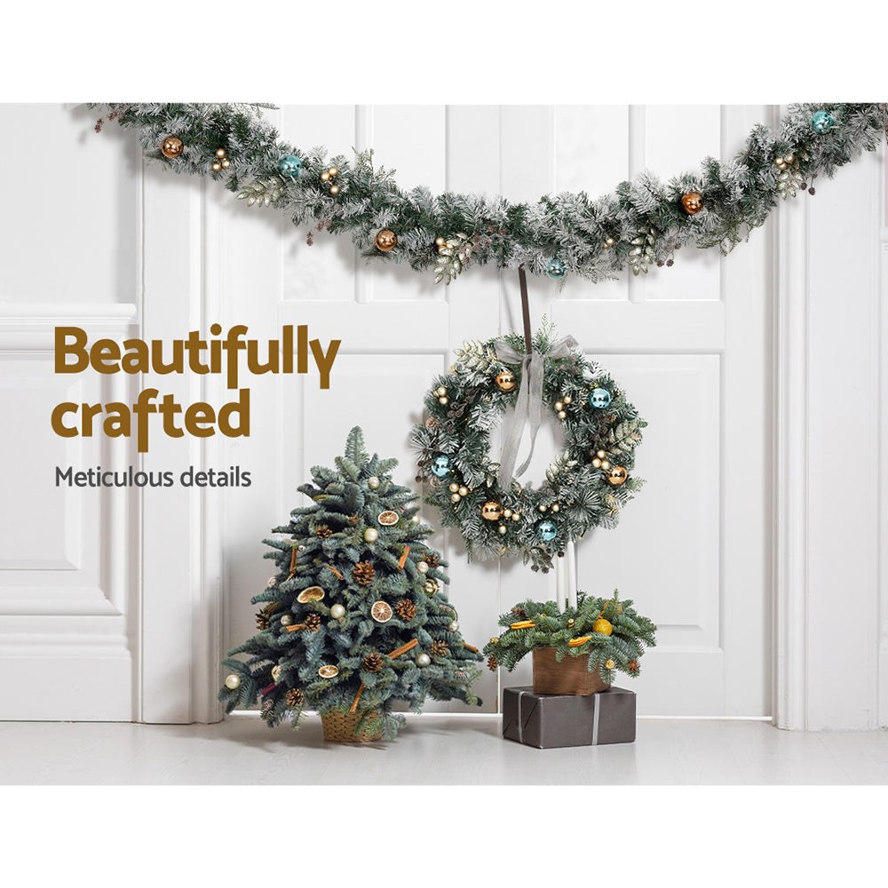 Snowy LED Christmas Garland - 2.7m Festive Ornamented Holiday Decor