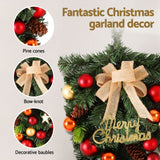 Jingle Jollys 50CM LED-Illuminated Christmas Garland with Ornaments - 45-Degree Angle