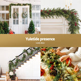 Jingle Jollys 3M Christmas Garland Pre-lit LED with Pine Cones Xmas Decor Green - 45-Degree Angle