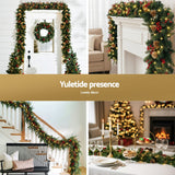 Jingle Jollys 1.8M Christmas Garland Pre-lit LED Pine Cones Berries Xmas Decor - 45-Degree Angle