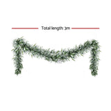 Jingle Jollys 3M Christmas Garland Pre-lit LED Lights Snow Frosted Tips Decor - Front View
