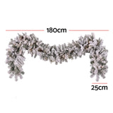 Jingle Jollys 1.8M Christmas Garland 8 Mode LED Snow Frosted Tips Auto Timing - Front View