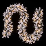 Jingle Jollys 1.8M Christmas Garland 8 Mode LED Snow Frosted Tips Auto Timing - Side View