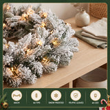 Jingle Jollys 1.8M Christmas Garland 8 Mode LED Snow Frosted Tips Auto Timing - 45-Degree Angle