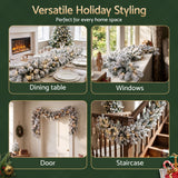 Jingle Jollys 1.8M Christmas Garland 8 Mode LED Snow Frosted Tips Auto Timing - Low Angle