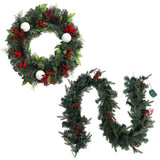 Festive Glow Christmas Garland and Wreath Set with LED Lights for Holiday Decor