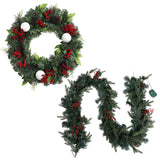 Festive Glow Christmas Garland and Wreath Set with LED Lights for Holiday Decor