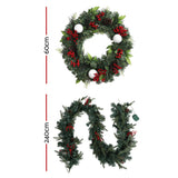 Festive Glow Christmas Garland and Wreath Set with LED Lights for Holiday Decor