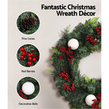 Festive Glow Christmas Garland and Wreath Set with LED Lights for Holiday Decor