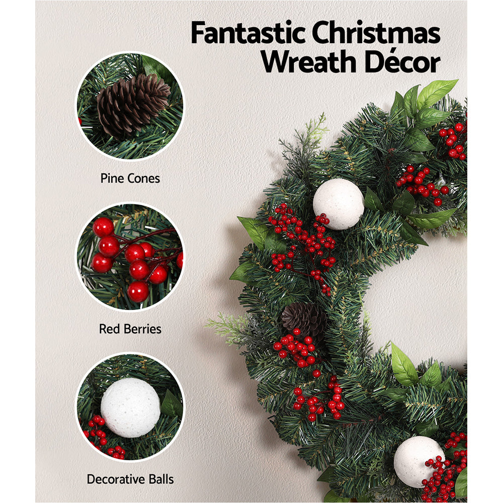 Festive Glow Christmas Garland and Wreath Set with LED Lights for Holiday Decor