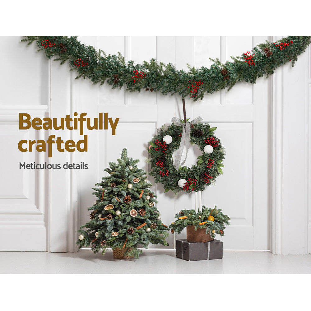 Festive Glow Christmas Garland and Wreath Set with LED Lights for Holiday Decor