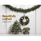 Festive Glow Christmas Garland and Wreath Set with LED Lights for Holiday Decor - Close-Up Angle