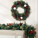 Festive Glow Christmas Garland and Wreath Set with LED Lights for Holiday Decor