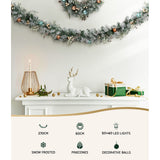 Enchanted 2.7m LED-Frosted Christmas Garland and Wreath Duo for a Magical Holiday Decor