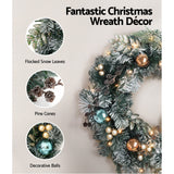 Enchanted 2.7m LED-Frosted Christmas Garland and Wreath Duo for a Magical Holiday Decor