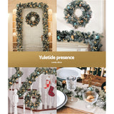 Enchanted 2.7m LED-Frosted Christmas Garland and Wreath Duo for a Magical Holiday Decor