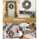 Enchanted 2.7m LED-Frosted Christmas Garland and Wreath Duo for a Magical Holiday Decor - Rear View