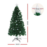 Jingle Jollys 1.2m Christmas Tree Optic Fibre LED Xmas tree Multi Colour - Front View