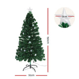 Jingle Jollys 1.5m Christmas Tree Optic Fibre LED Xmas tree Multi Colour - Front View