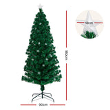 Jingle Jollys 1.8m Christmas Tree Optic Fibre LED Xmas tree Multi Colour - Front View