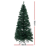 Jingle Jollys 1.8m Christmas Tree Optic Fibre LED Xmas tree Warm White - Front View