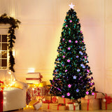 Jingle Jollys 2.1m Christmas Tree Optic Fibre LED Xmas tree Multi Colour - Close-Up Angle