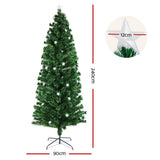 Jingle Jollys 2.4m Christmas Tree Optic Fibre LED Xmas tree Multi Colour - Front View