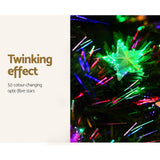 Jingle Jollys 2.4m Christmas Tree Optic Fibre LED Xmas tree Multi Colour - 45-Degree Angle